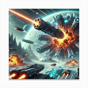 A Futuristic Sci Fi Scene Showcasing The Infernal Canvas Print