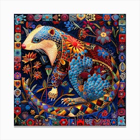 Patchwork Quilted Ferret 2 Canvas Print