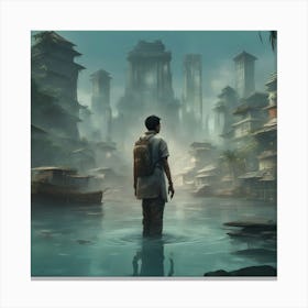 Man In The Water Canvas Print