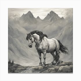 Horse In The Mountains 3 Canvas Print