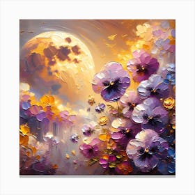 Pansies In The Moonlight 1 Canvas Print