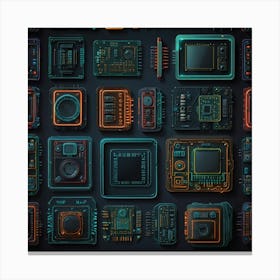Electronic Circuits Seamless Pattern Canvas Print