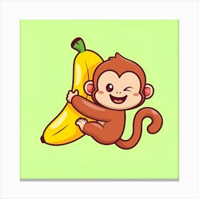 Monkey Holding A Banana Canvas Print