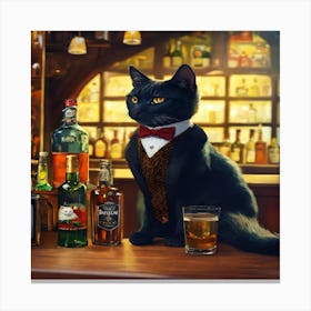 Cat At The Bar Canvas Print