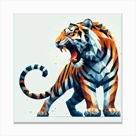 Tiger Polygonal White Background Art Print Canvas Print