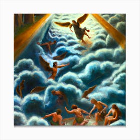 A Davinci Style Oil Painting-Falling Angels Canvas Print