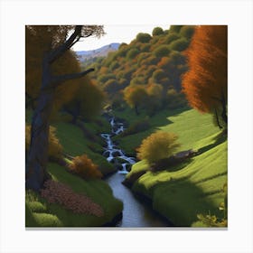 Stream In Autumn Canvas Print