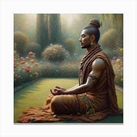 Buddha In The Garden Canvas Print