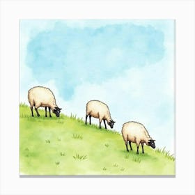 Sheep On A Hill 2 Canvas Print