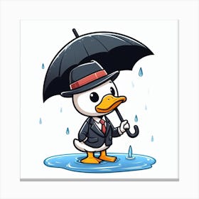 Duck In The Rain 4 Canvas Print
