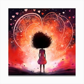 Afro Girl With Heart Canvas Print