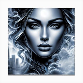 Girl With Smoke Canvas Print