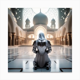 Muslim Woman Praying In A Mosque Canvas Print