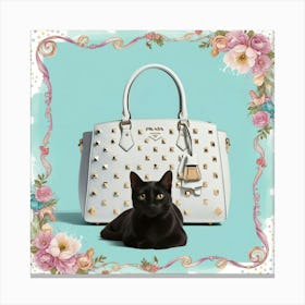 Chilling cat with bag Canvas Print