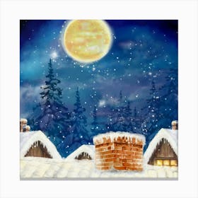 Christmas Night On The Roof Canvas Print