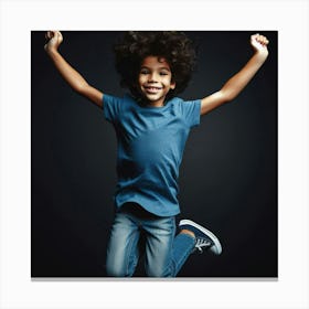 Happy Little Boy Jumping In The Air Canvas Print