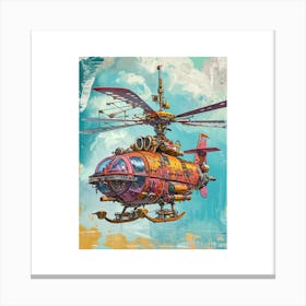 Retro Steampunk Helicopter 1 Canvas Print