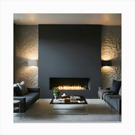 Modern Living Room With Fireplace 14 Canvas Print