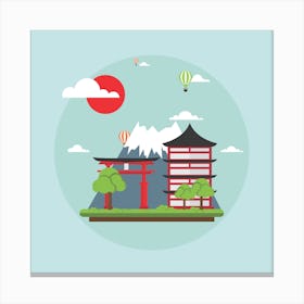 Japanese Architecture Japan Landmark Landscape View Canvas Print