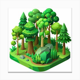 Isometric Forest Illustration Canvas Print