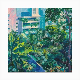 David Hockney Style. Rooftop Garden in Singapore Canvas Print