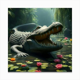 Alligator In The Jungle Canvas Print