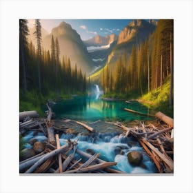 Waterfall In The Mountains 4 Canvas Print