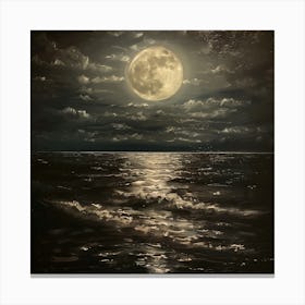 Full Moon Over The Ocean Canvas Print