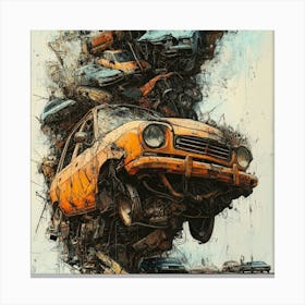 Car Pile Up Canvas Print