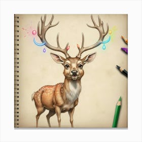 Deer With Antlers 5 Canvas Print