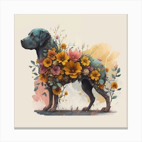 Dog With Flowers Canvas Print