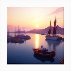 Sunset In The Harbor Canvas Print