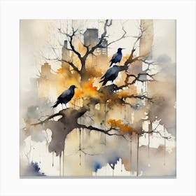 Crows In The Tree Canvas Print