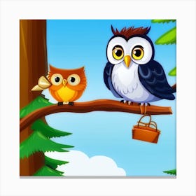 Owls In The Forest Canvas Print