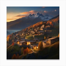 Village At Sunset 2 Canvas Print