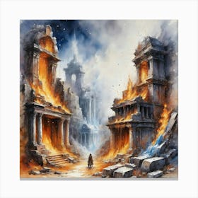 Burning Street Canvas Print