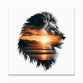 Lion and sunset coast 3 Canvas Print