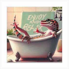 Gecko In The Bath Relaxing Canvas Print