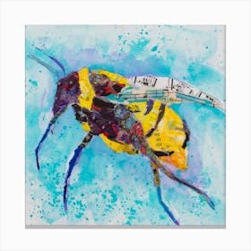 Painting Collage Colorful Bee And Nature Square Canvas Print