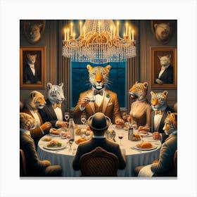 Tiger Dinner Party Canvas Print