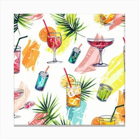 Tropical Drinks Seamless Pattern 2 Canvas Print