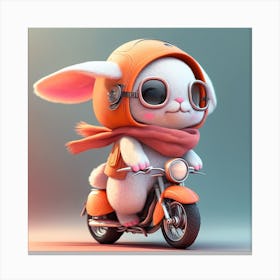 Rabbit On A Motorcycle Canvas Print
