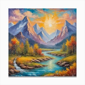 valley  between the  mountains Canvas Print