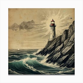 Lighthouse On The Cliff 1 Canvas Print