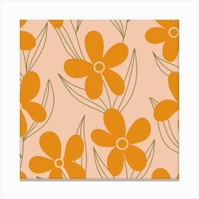 Orange Flowers with Leaves Canvas Print