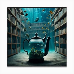Default An Underwater Library With Fish Browsing The Shelvesa 2 Canvas Print