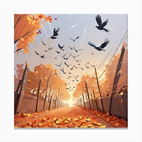 Autumn Birds Flying In The Sky 2 Canvas Print