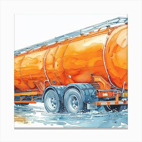 Orange Tanker Truck Canvas Print