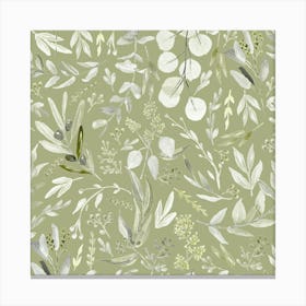 Eucalyptus Leaves Botanical Pattern - Sage Green Canvas Print