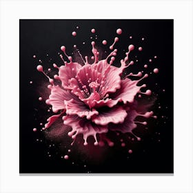 Pink Flower Splash On Black Background Canvas Print